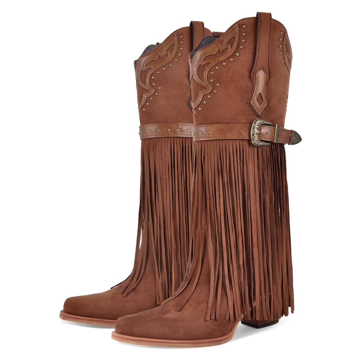 Fringe Embroidery Knee High Western Boots