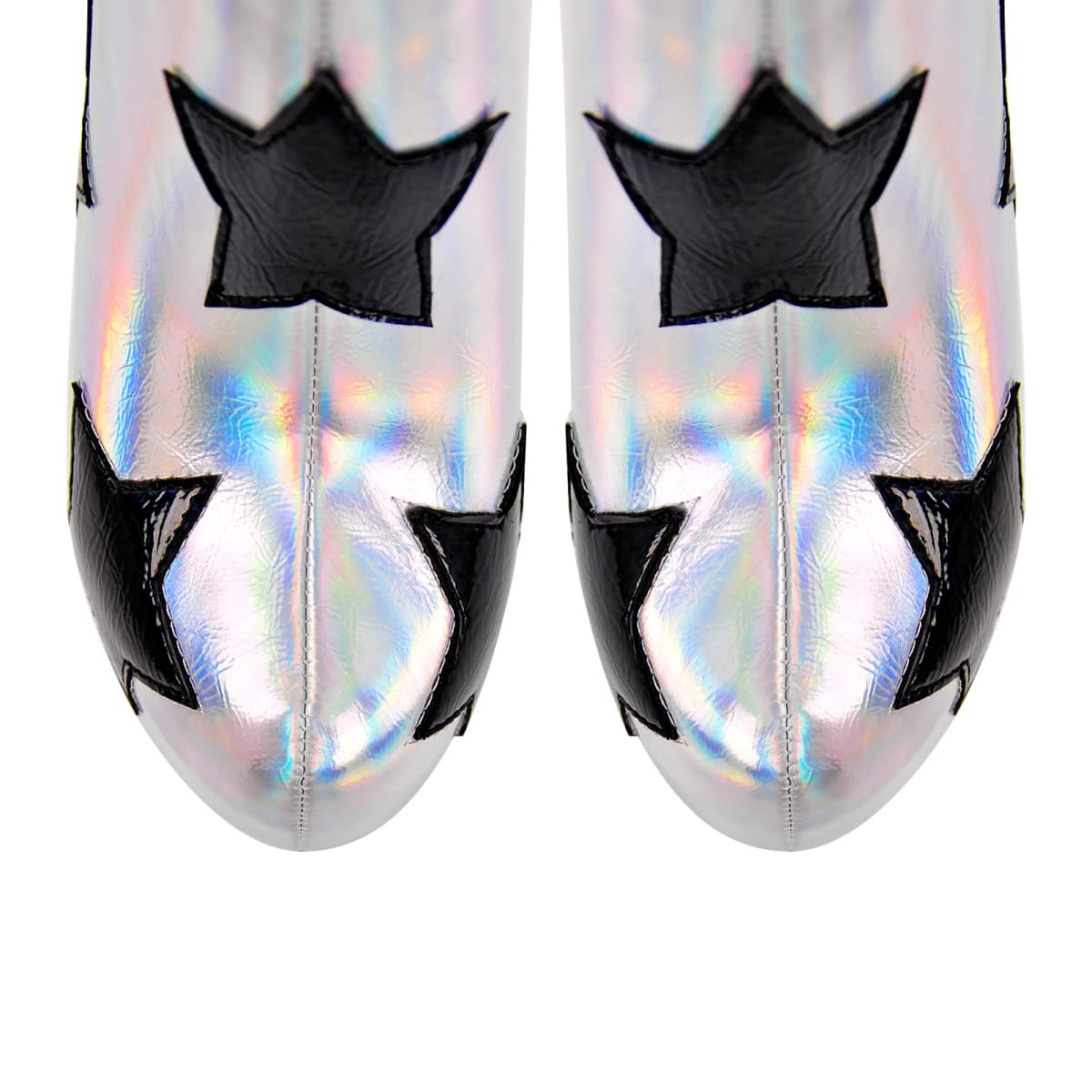 Platform Round Toe Chunky Heel Silver Star Boots