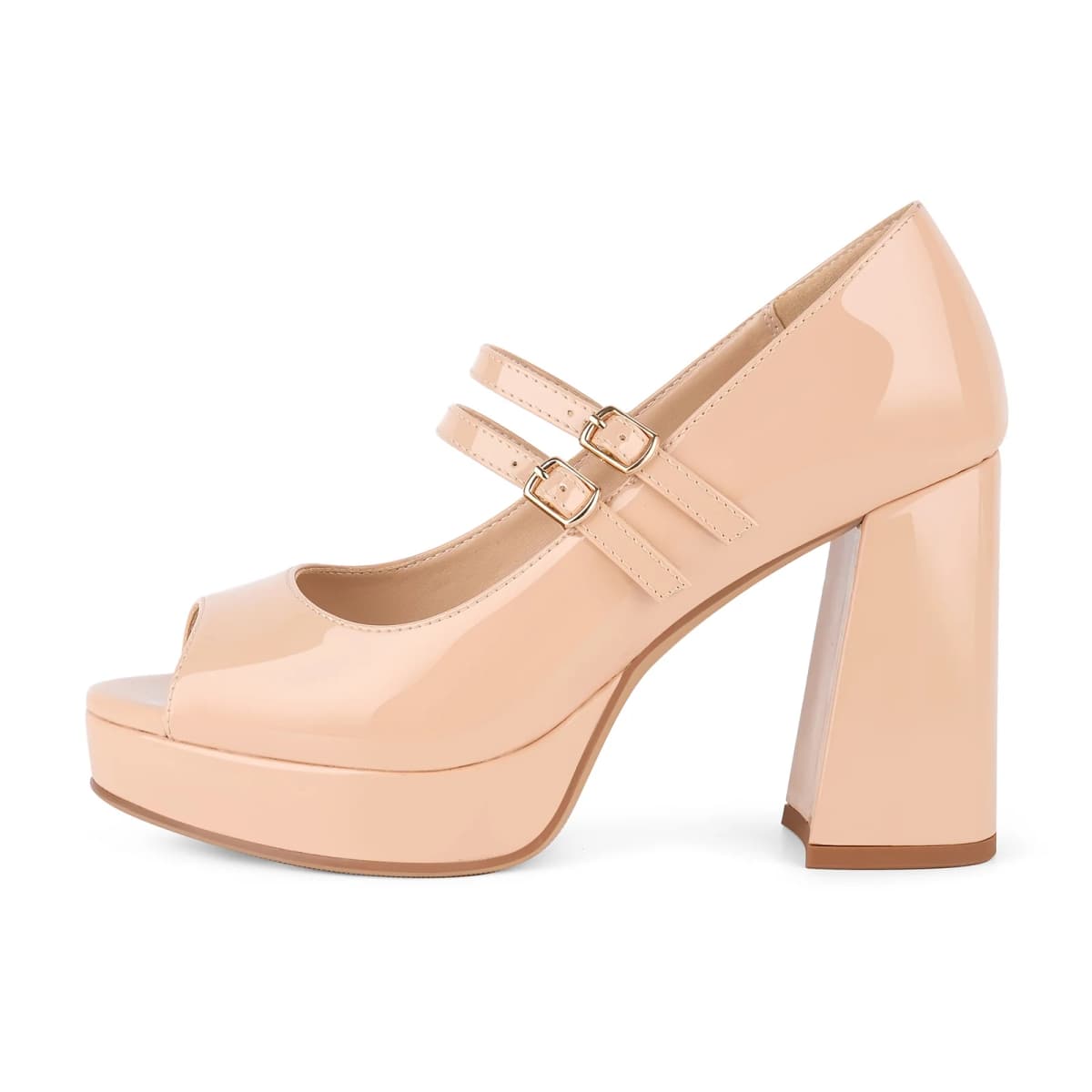 Peep Toe Platform Mary Jane Chunky Heels