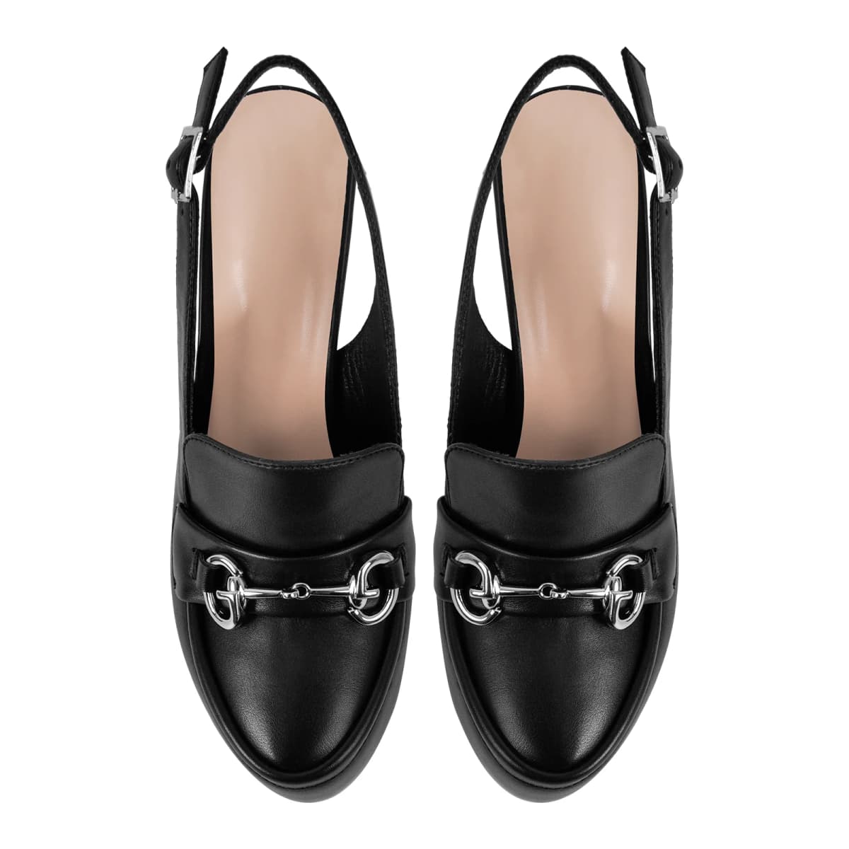Round Toe Platform Slingback Chunky Heels