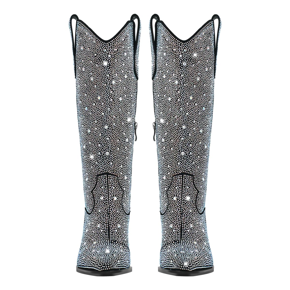 Rhinestone Pointed Toe Knee High Western Boots