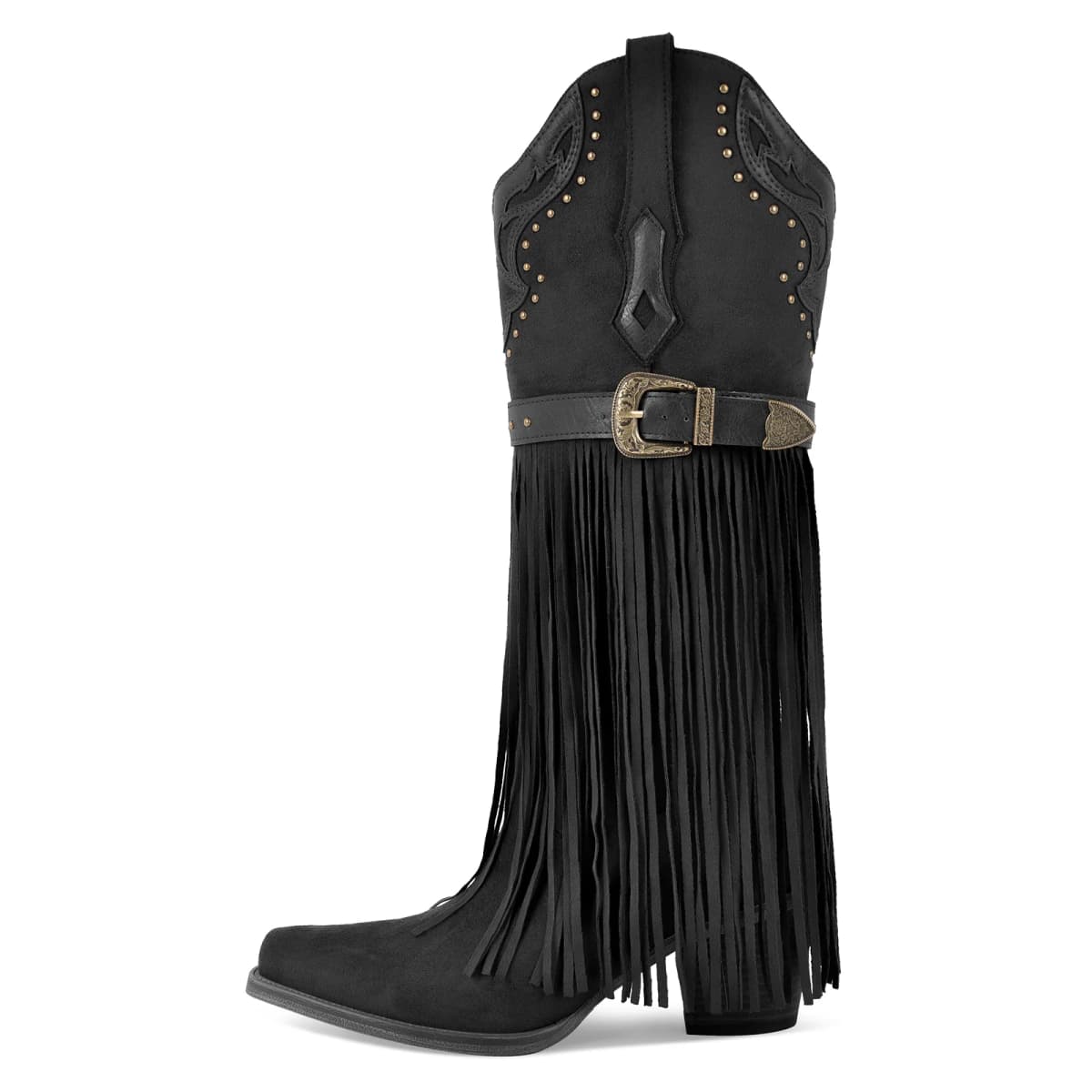Fringe Embroidery Knee High Western Boots