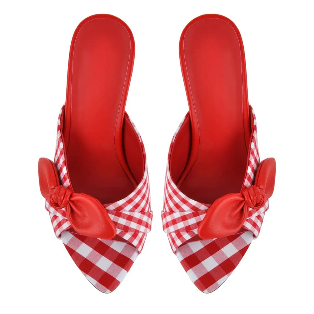 Pointed Toe Bow Stiletto Mules