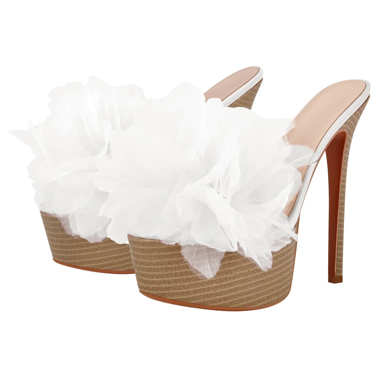 Platform Mesh Clear Stiletto Mules