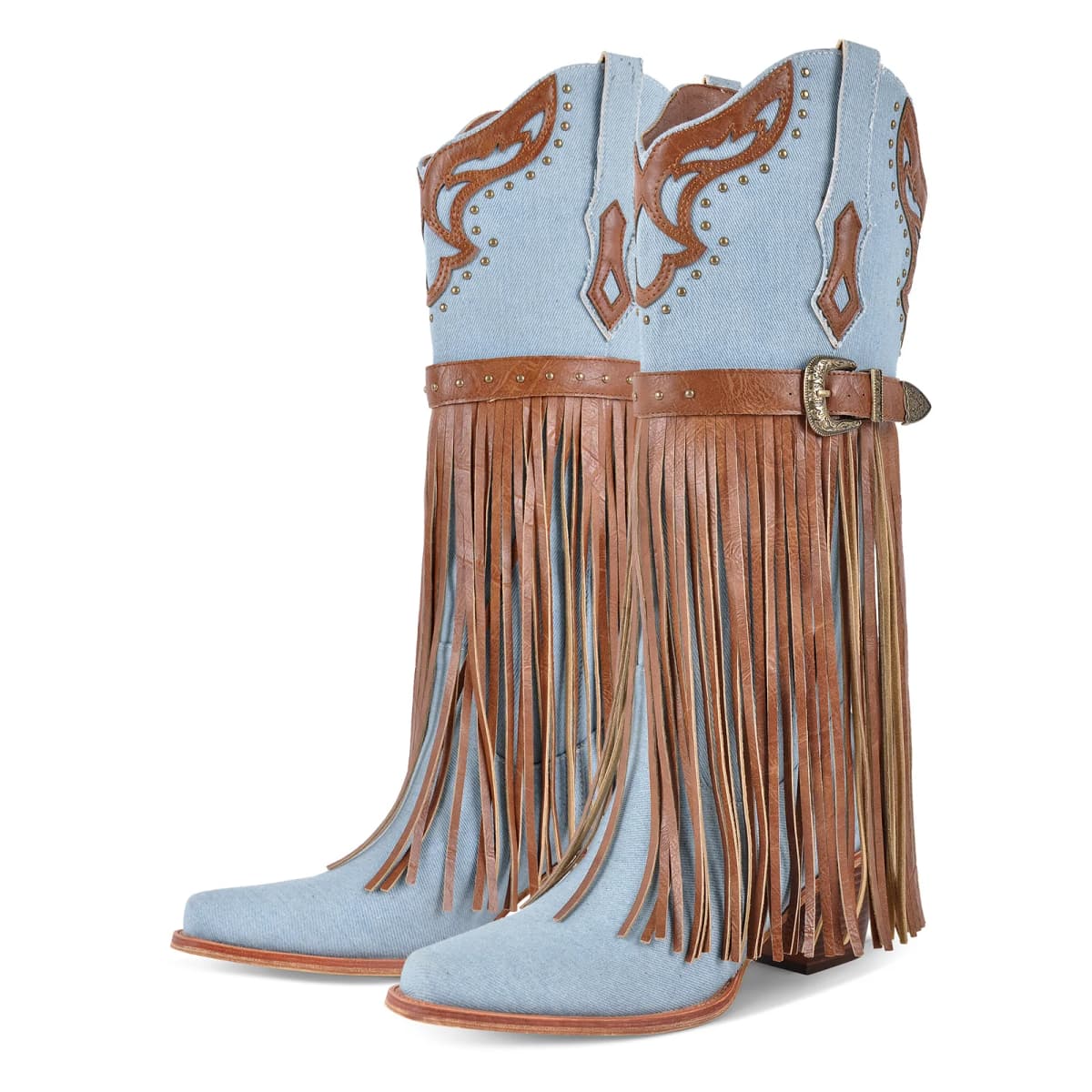 Fringe Embroidery Knee High Western Boots