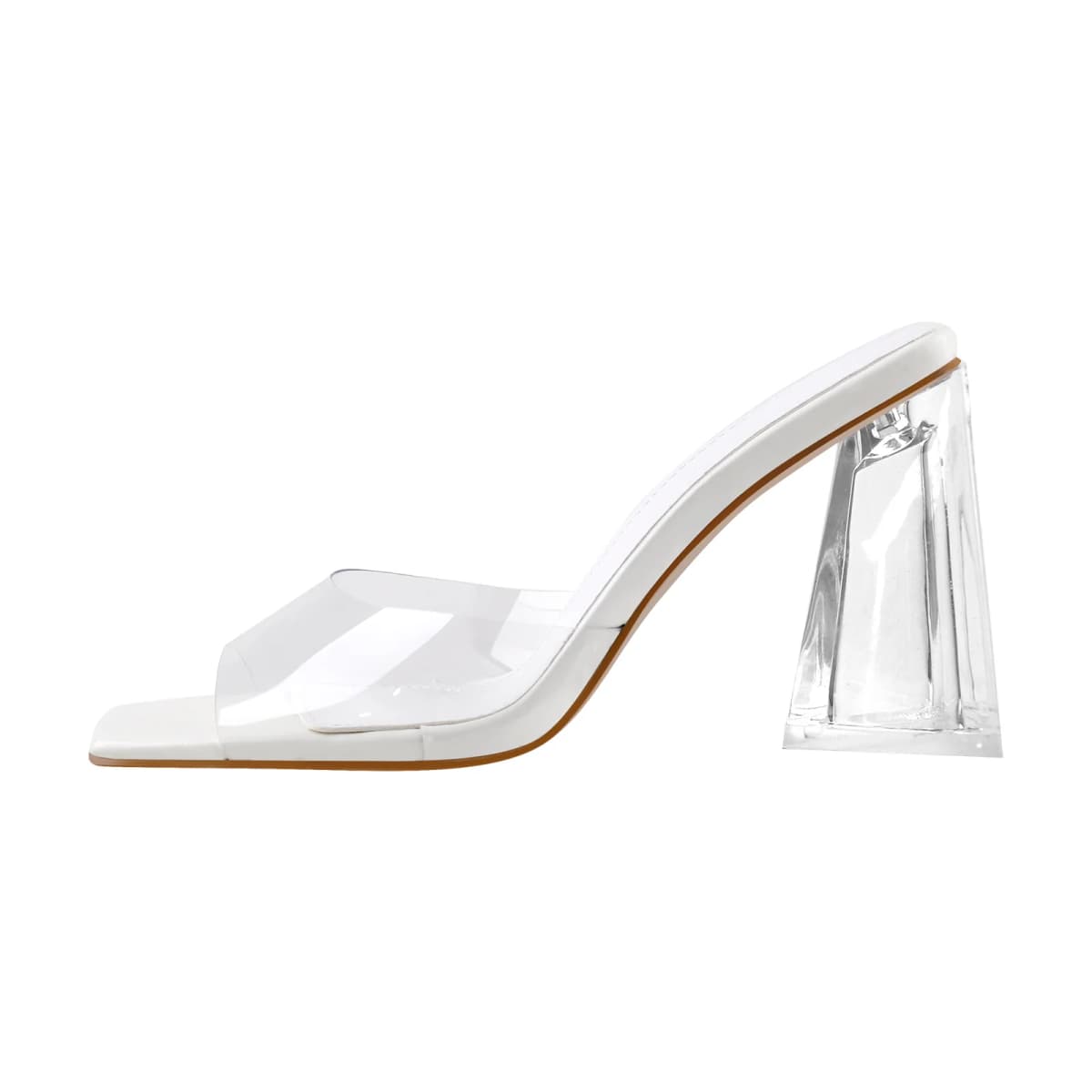 Clear Chunky Heel Sandals Mules