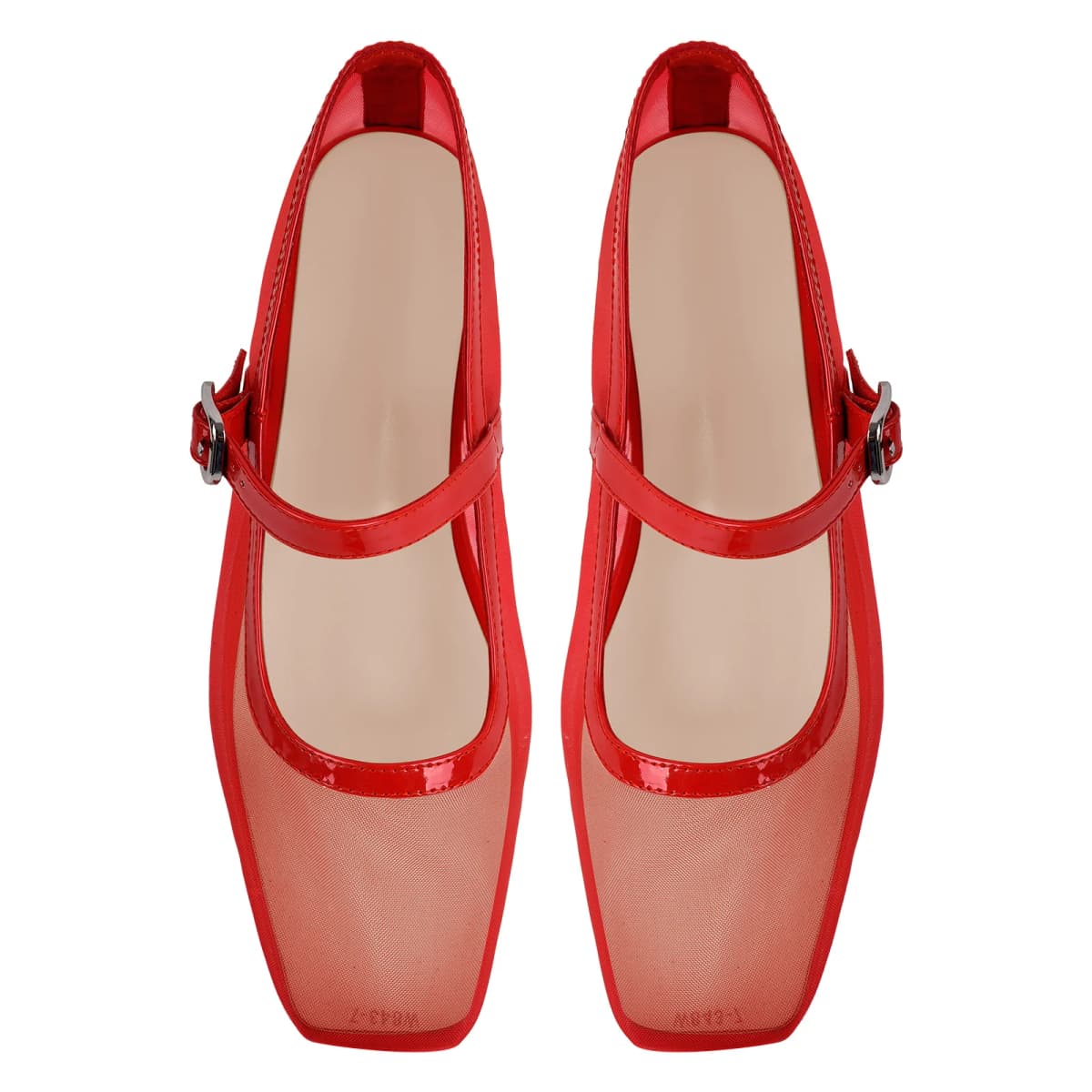 Mesh Square Toe Mary Jane Ballet Flats