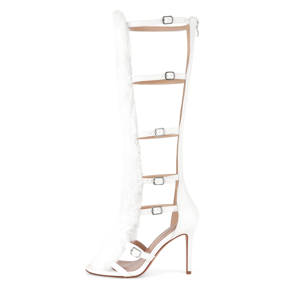 Fur Buckle Strap Hollow Boots Sandals