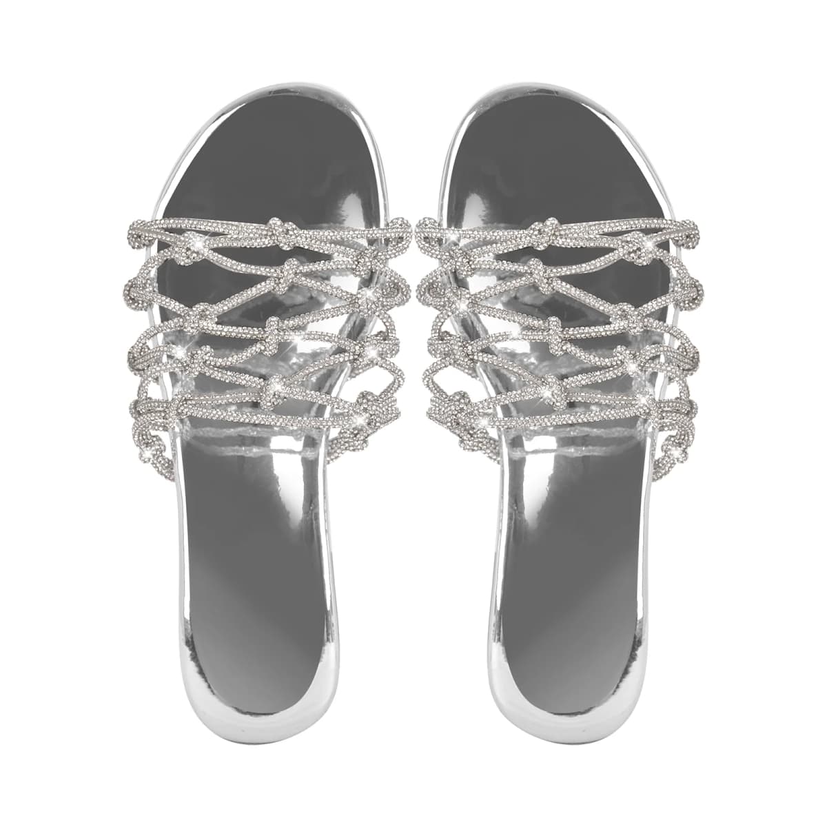 Metallic Rhinestone Braid Round Toe Flats