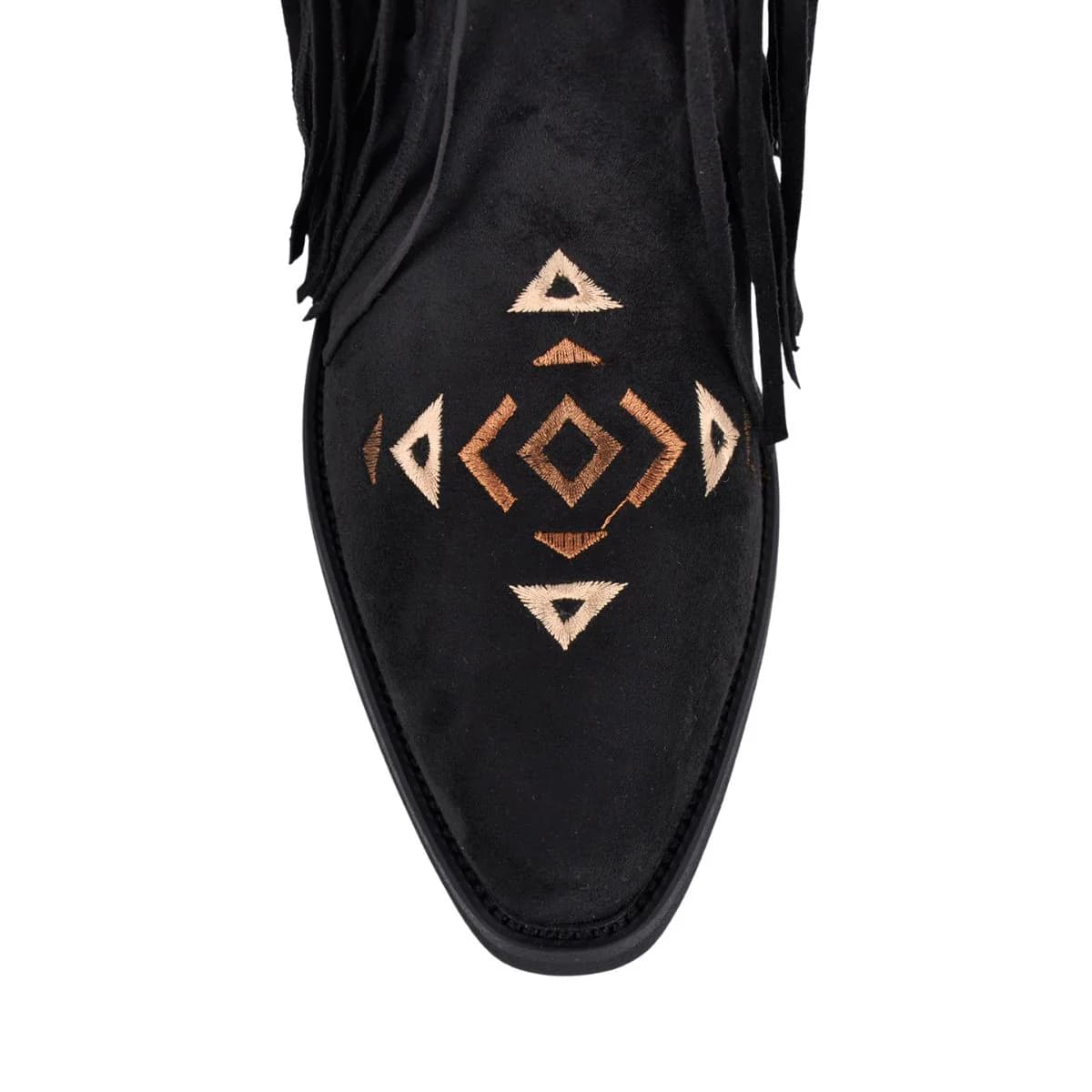 Suede Fringe Embroidery Mid-Calf Western Boots