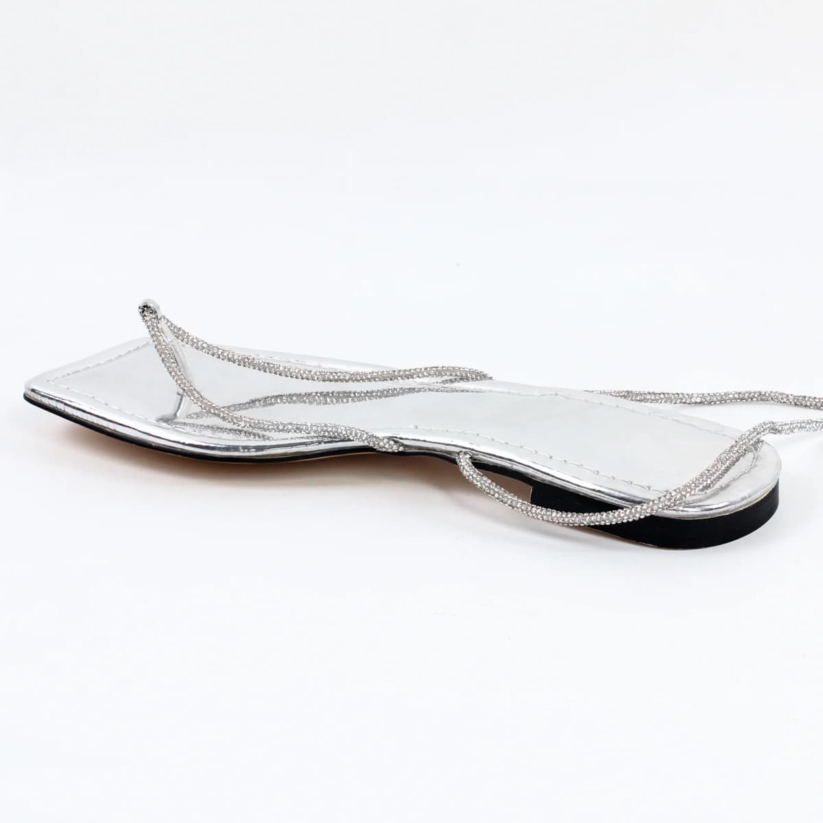 Flats Silver Flip-Flops Lace-up Sandals