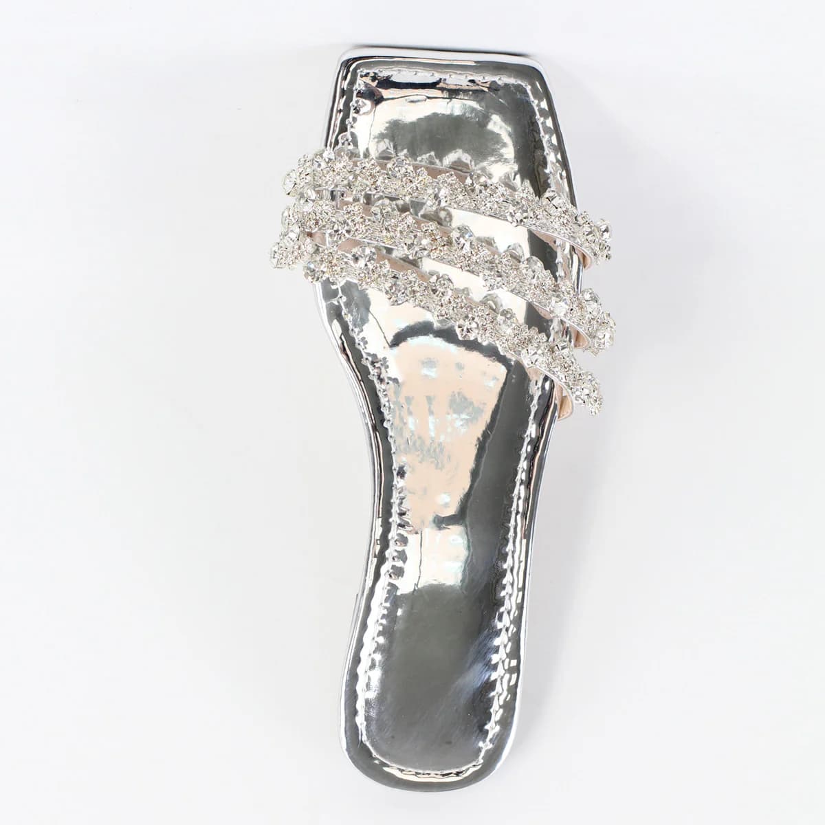 Rhinestone Straps Square Toe Flats