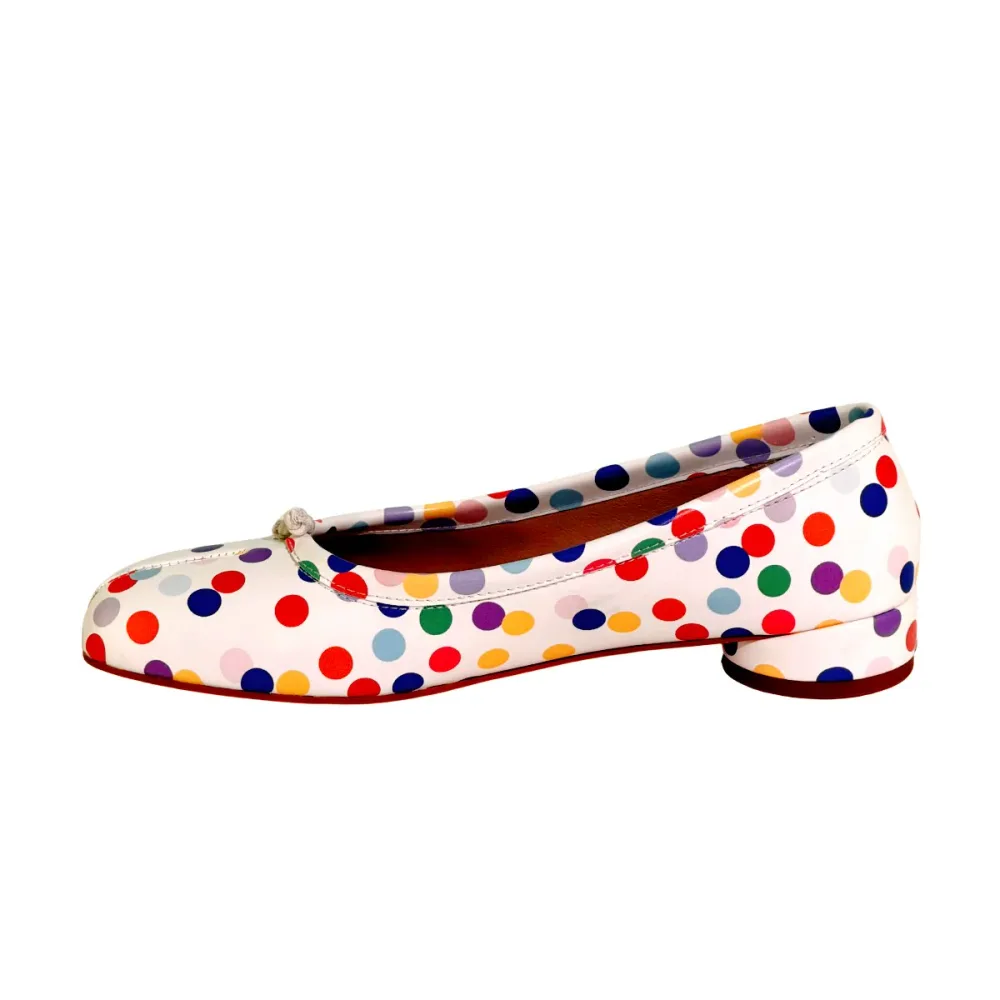 Colorful Polka Dot Tabi Round Heel Pumps