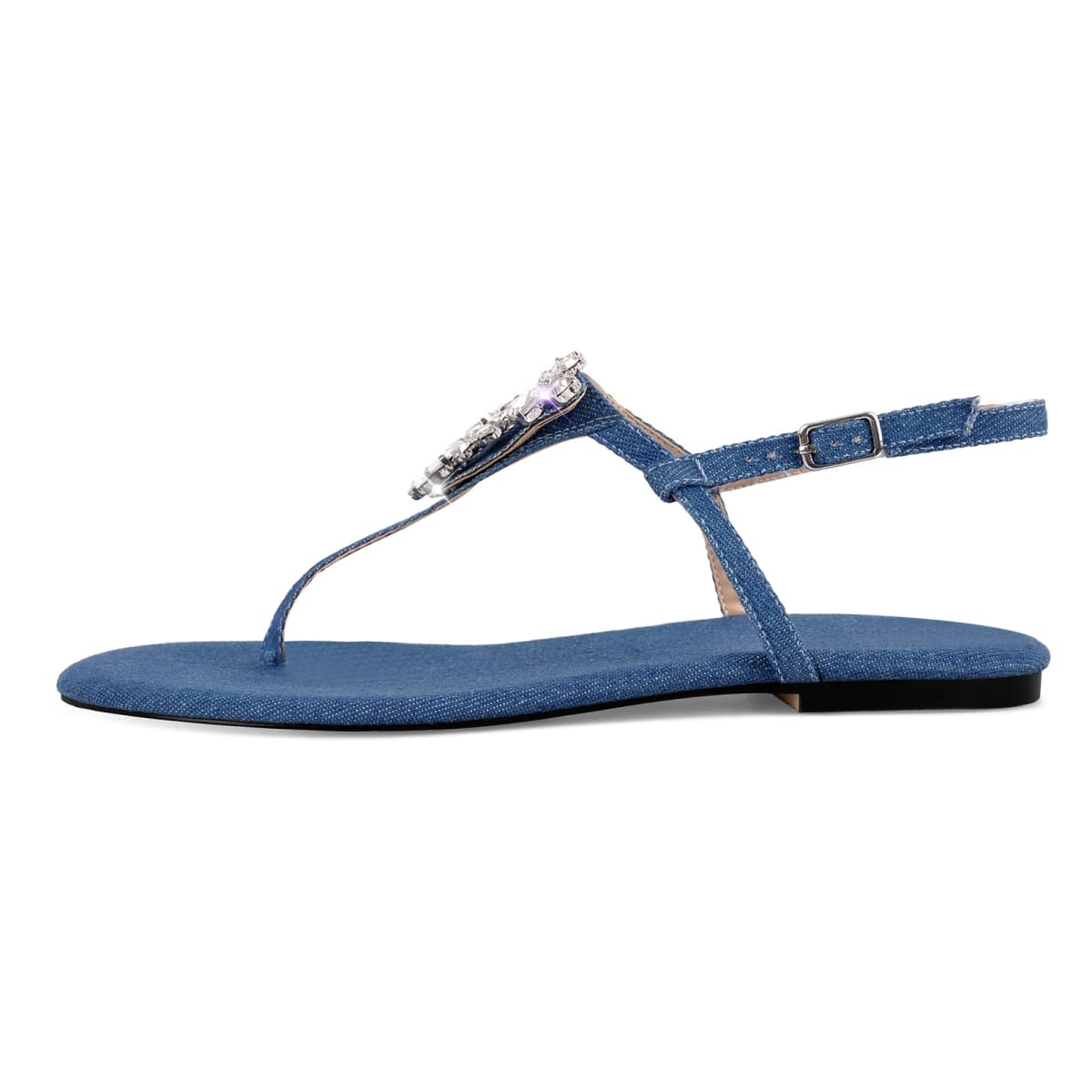 Denim Heart Flip Flops Flats