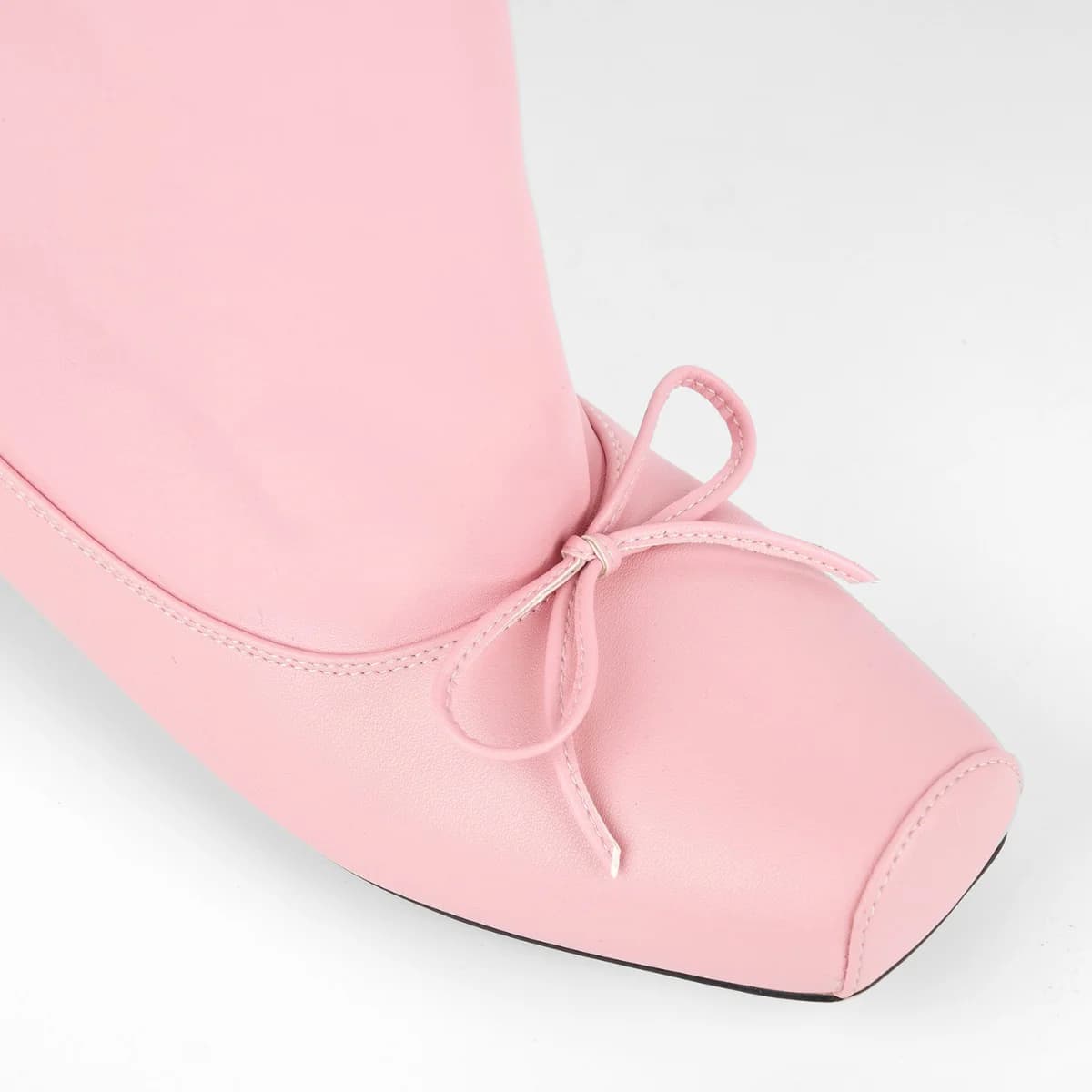 Square Toe Bow Flat Mid-Calf Boots