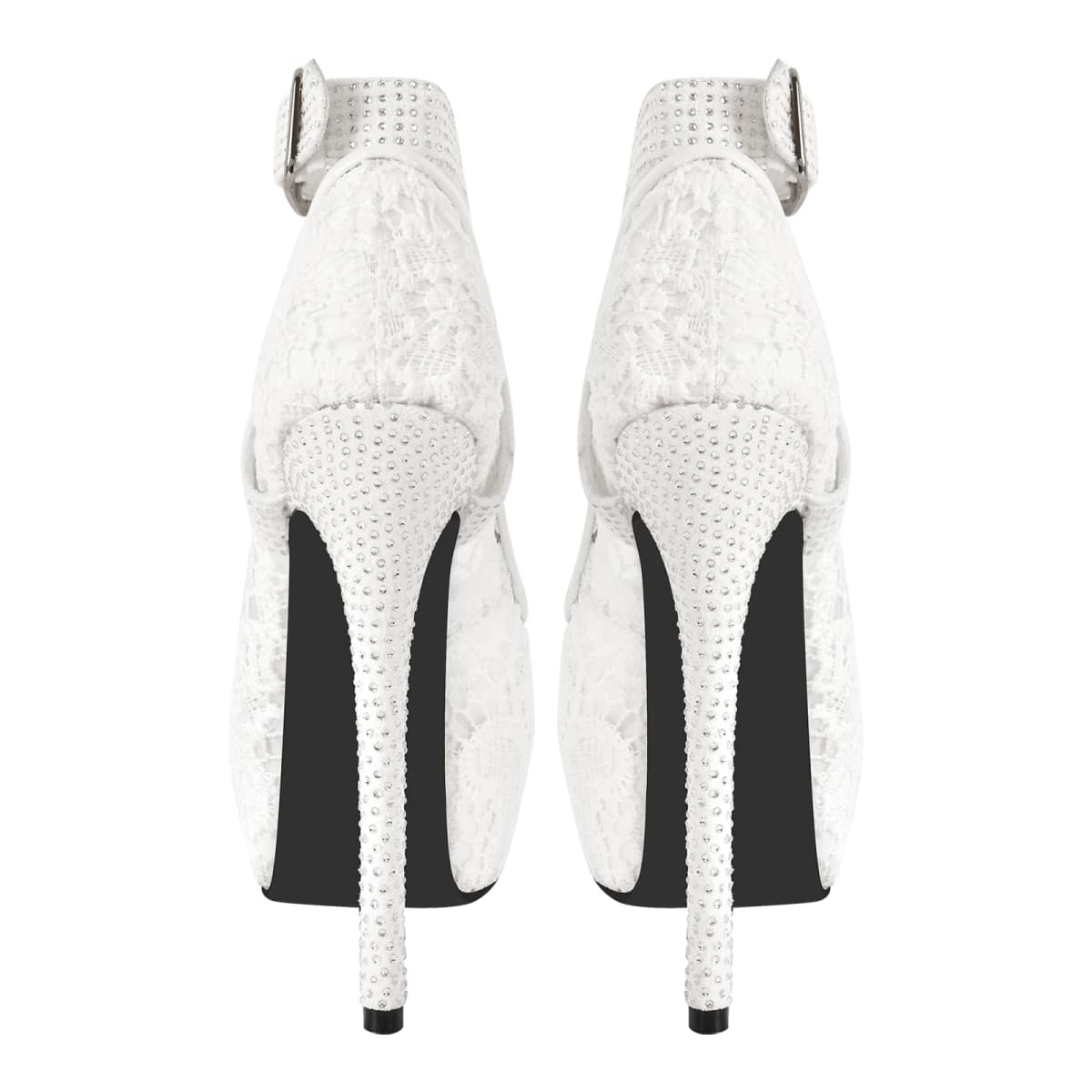 Peep Toe Platform Criss Cross Strap Mesh High Heels