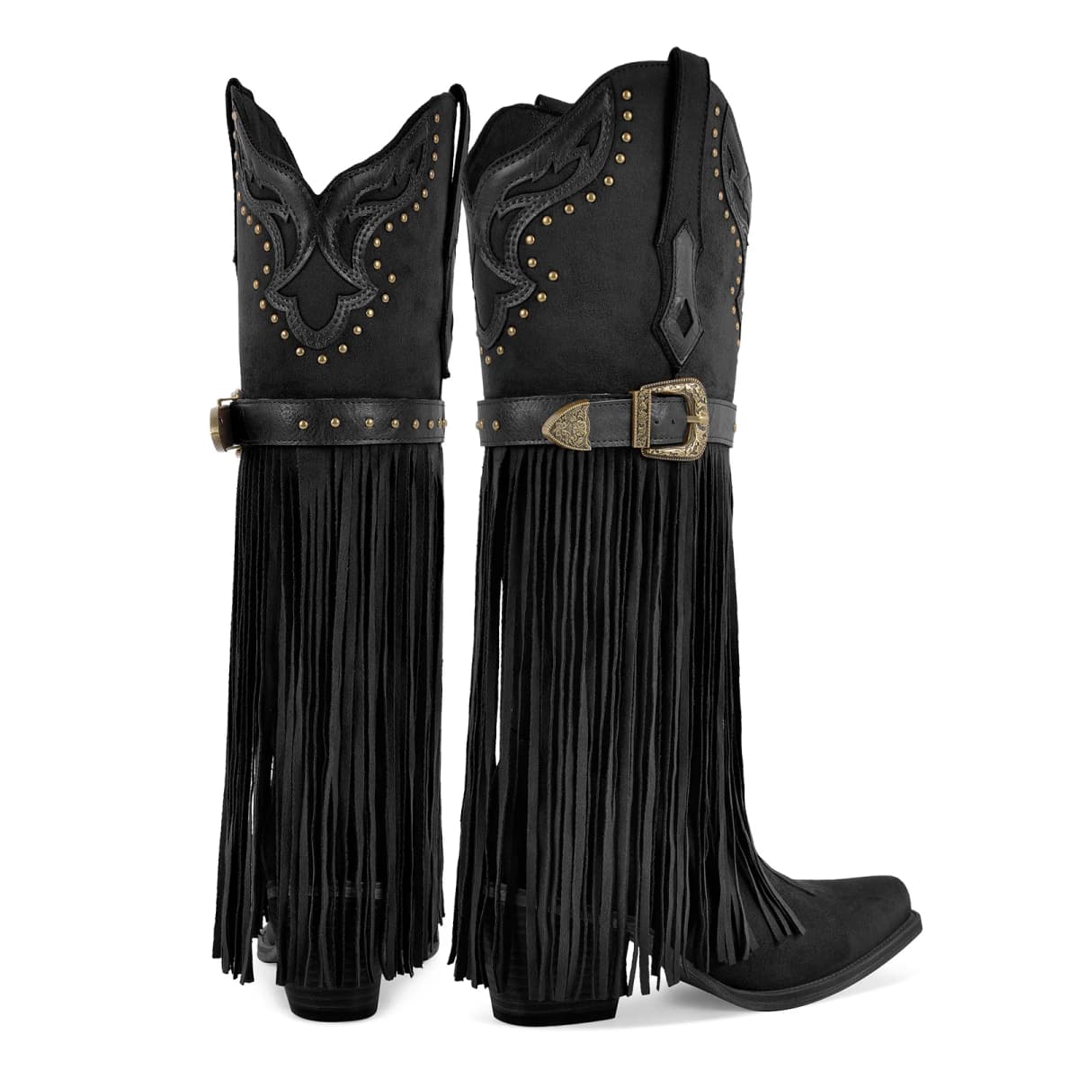 Fringe Embroidery Knee High Western Boots