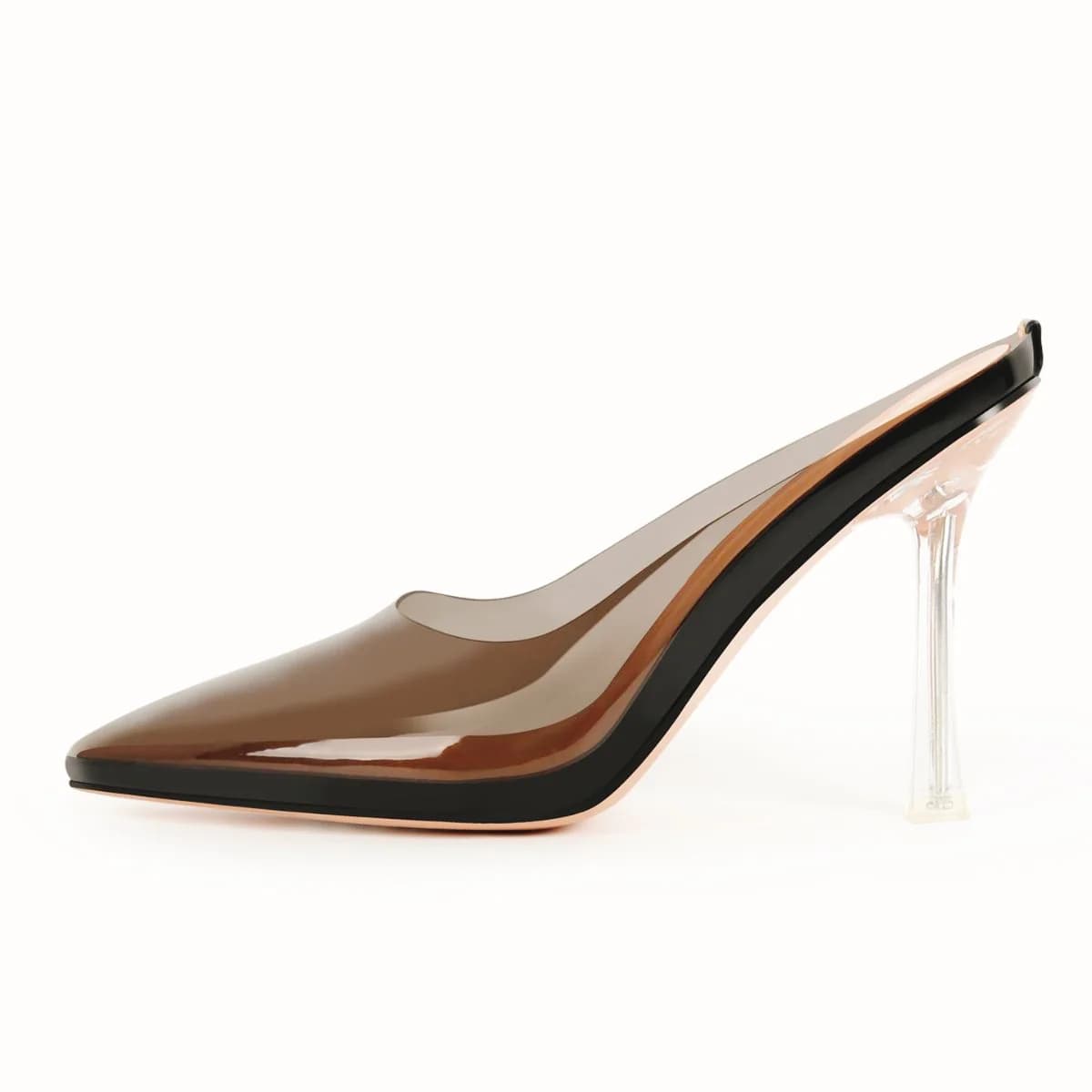 Pointed Toe Clear Heel Mules