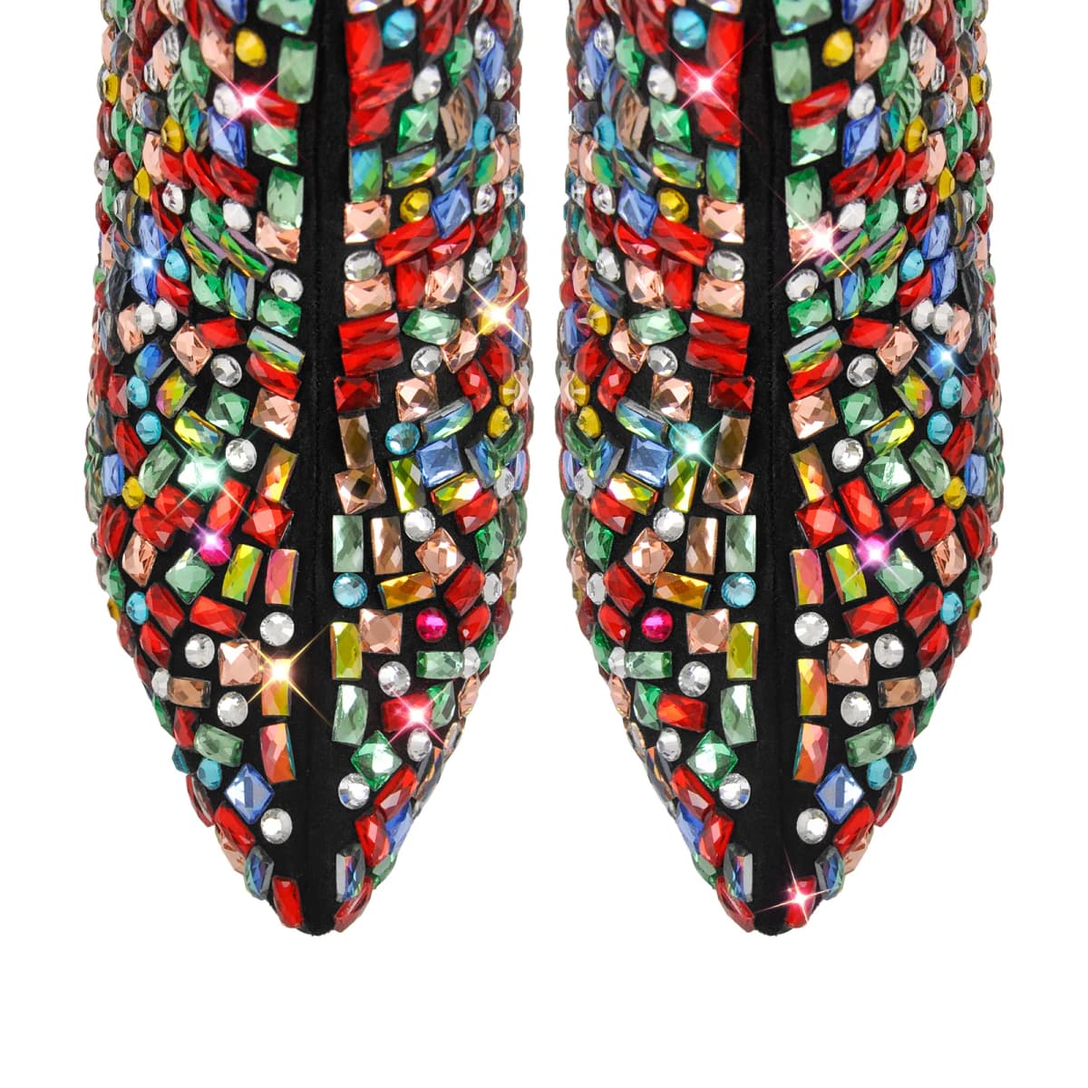 Pointed Toe Colorful Rhinestones Ankle Boots