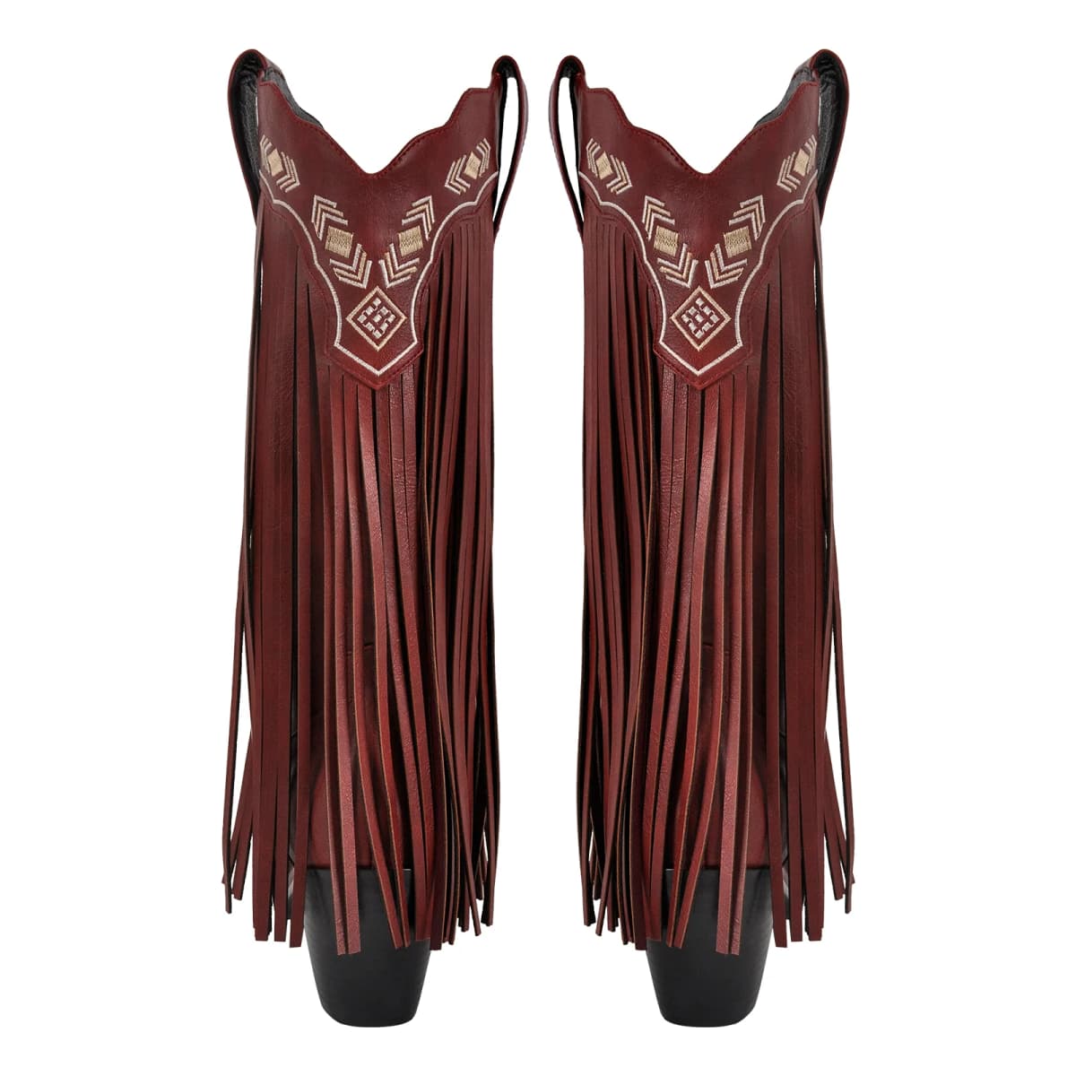 Pointed Toe Fringe Embroidery Knee High Western Boots