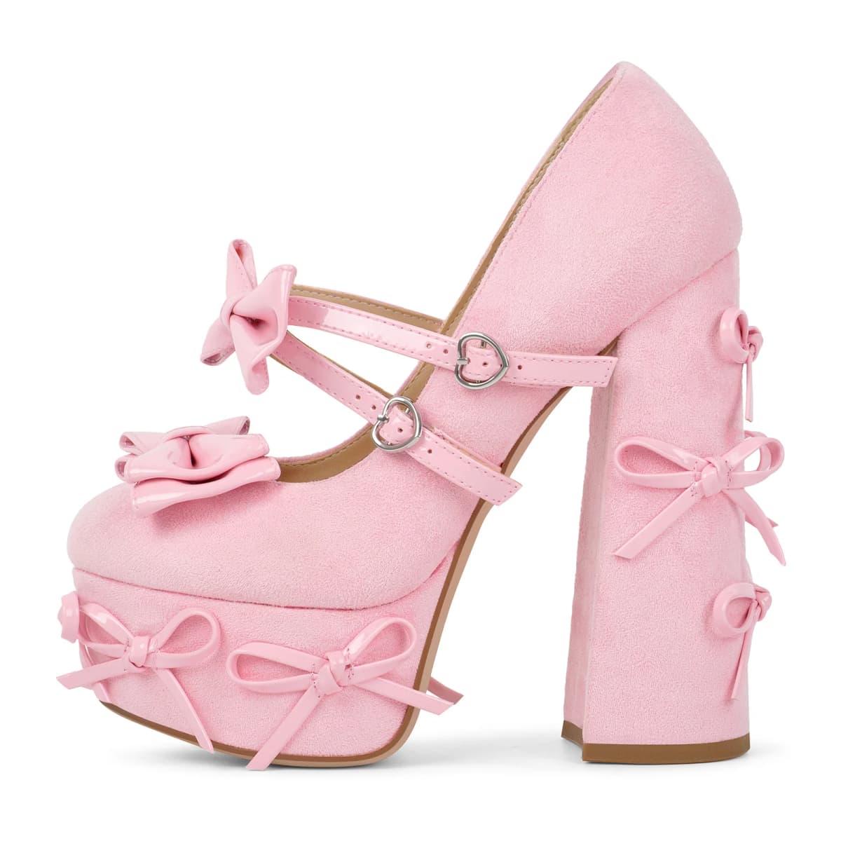 Bow Platform Suede Mary Jane High Heels