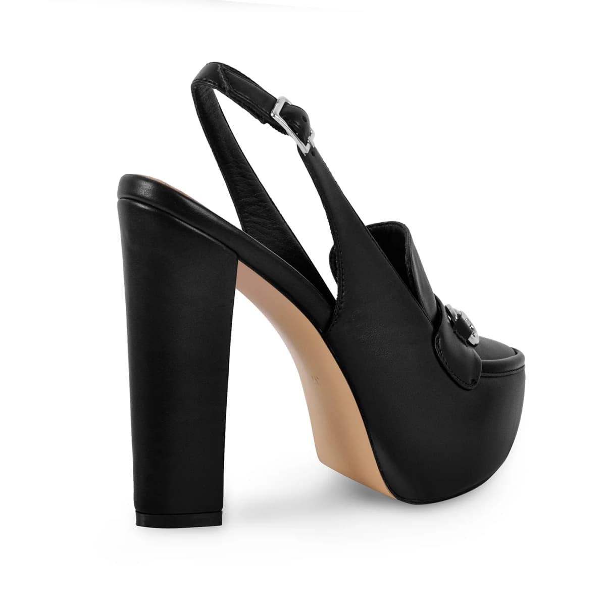 Round Toe Platform Slingback Chunky Heels