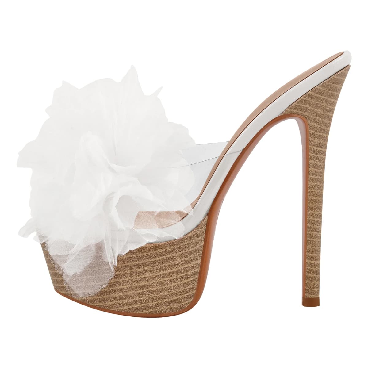 Platform Mesh Clear Stiletto Mules