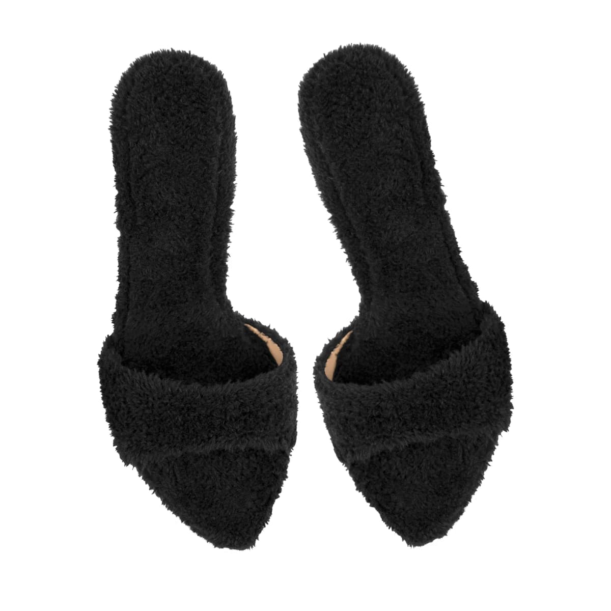 Sherpa Pointed Toe High Heel Sandals