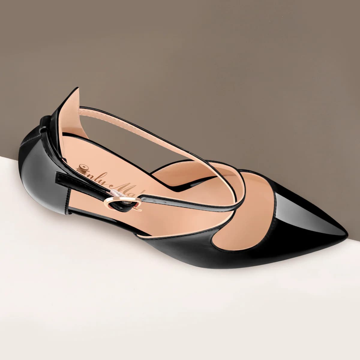 Patent Leather Pointed Toe Cross Strap High Heel Pumps