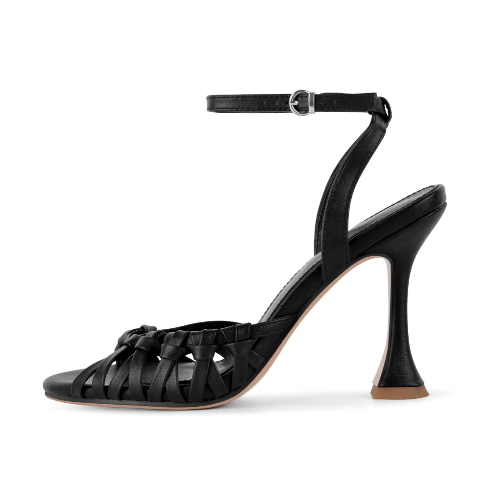 Round Toe Braided Knot Ankle Strap Sandals