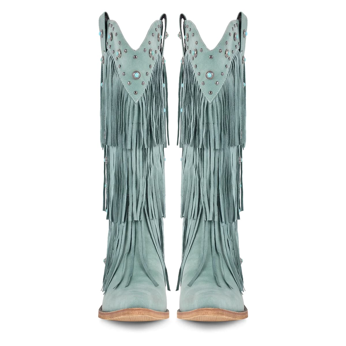Fringe & Stud Knee High Western Boots