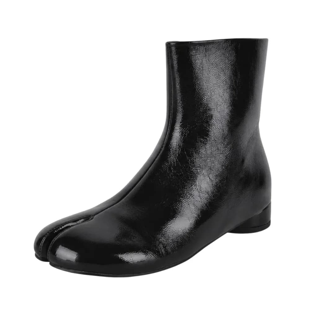 Round Toe Tabi Round Heel Flat Ankle Boots