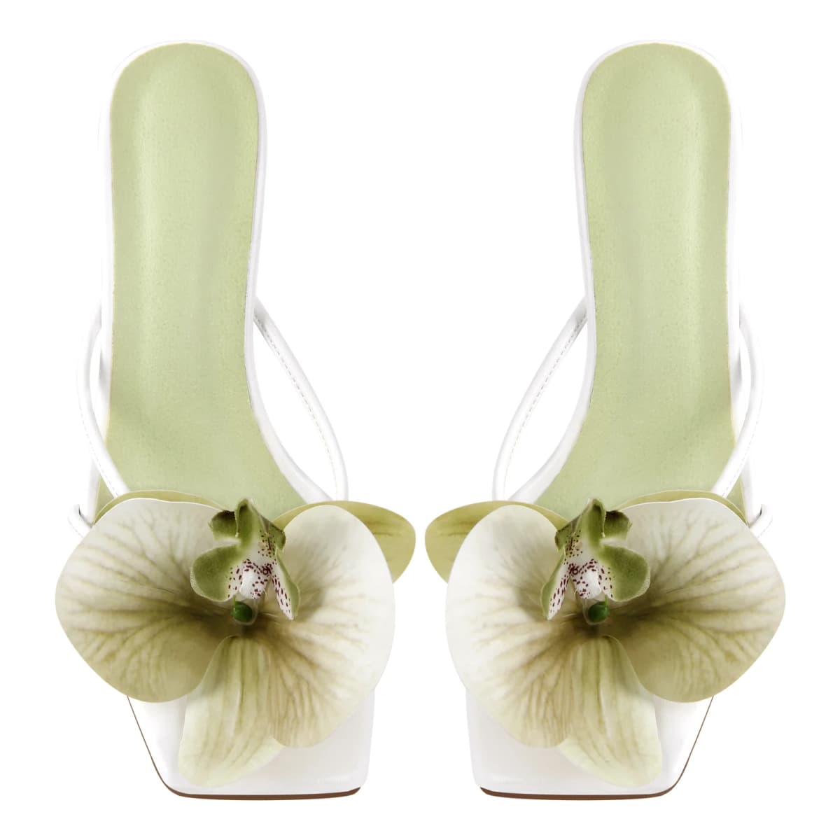 Flower Square Toe Thong Sandals Mules