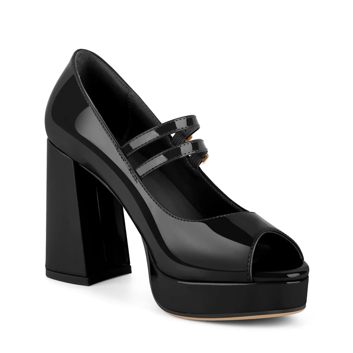 Peep Toe Platform Mary Jane Chunky Heels