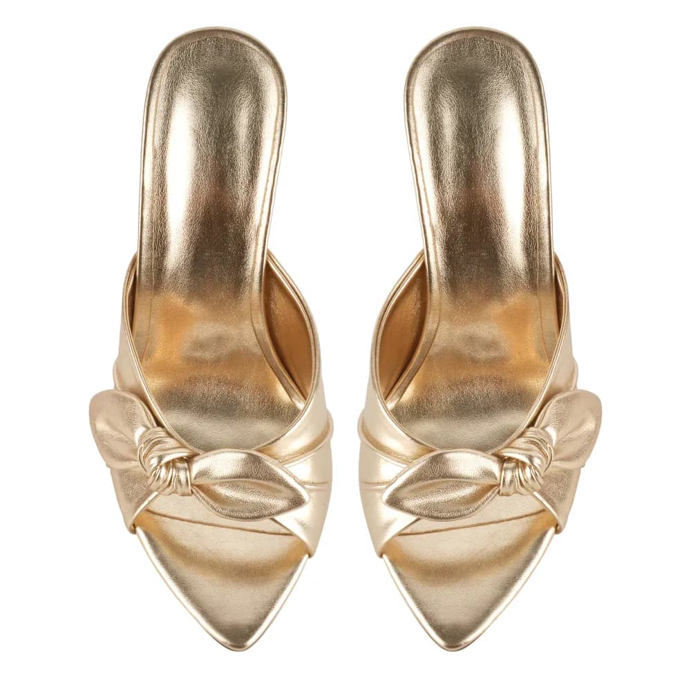 Pointed Toe Bow Stiletto Mules
