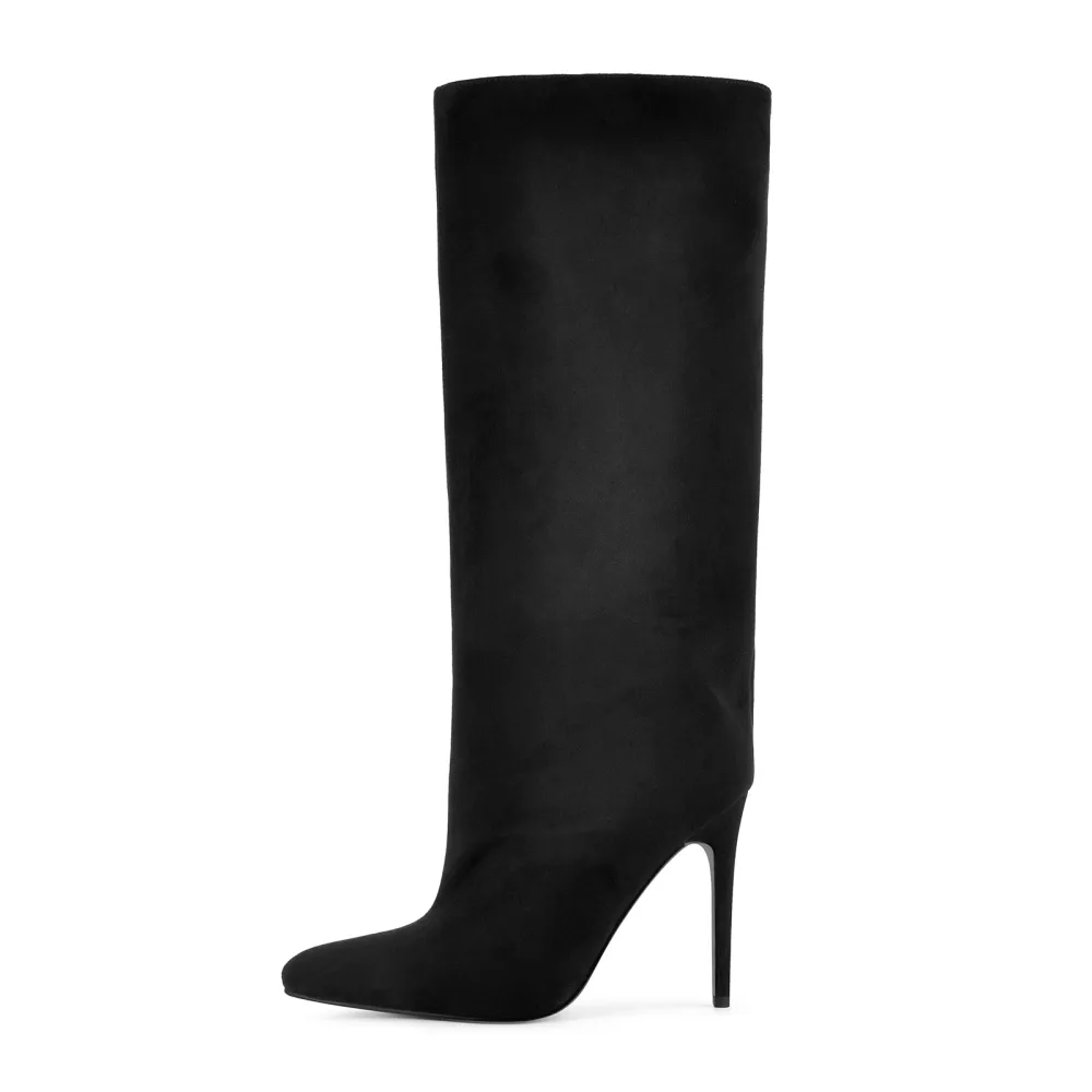 Pointed Toe Suede Stiletto Knee High Boots