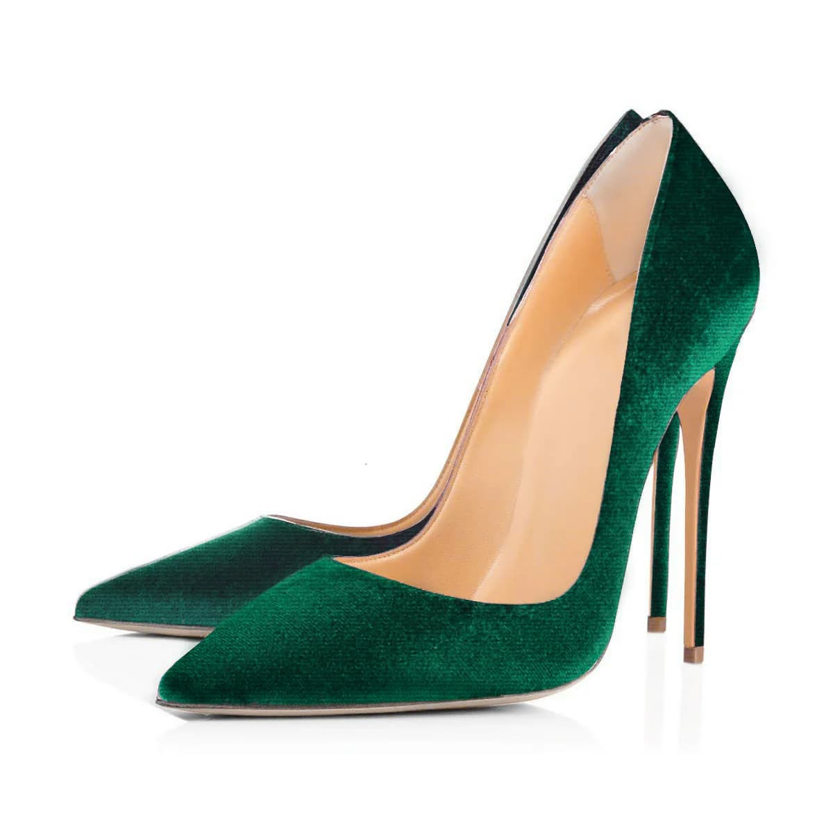 8cm 10cm 12cm Retro Green Classic Velvet Stilettos