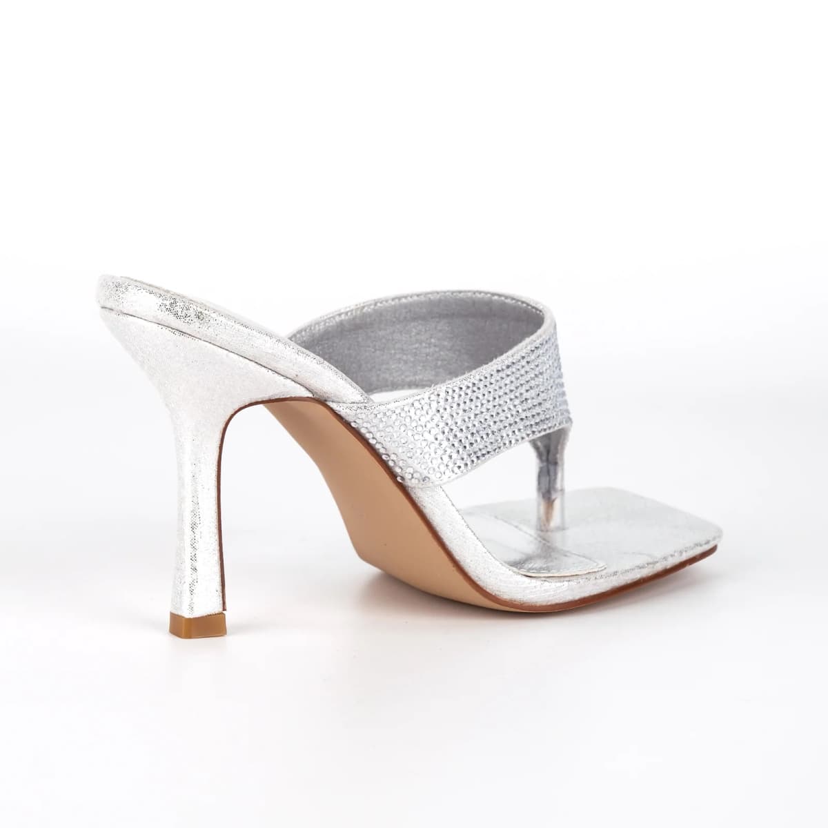 Square Toe Rhinestone Flip Flops Sandals