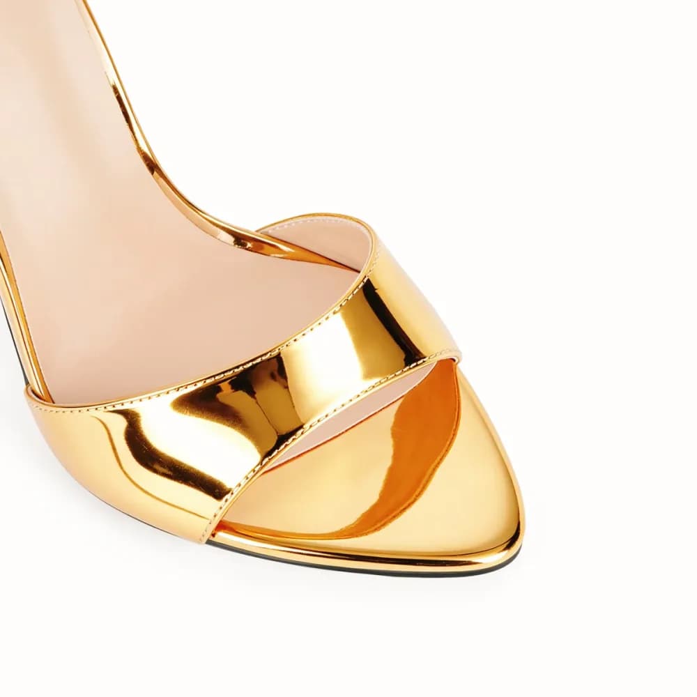 Pointed Toe Patent Leather Sandals Mules