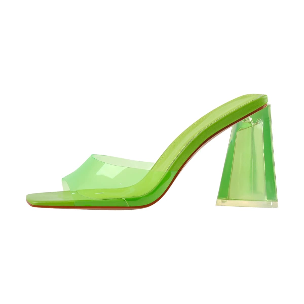 Clear Chunky Heel Sandals Mules