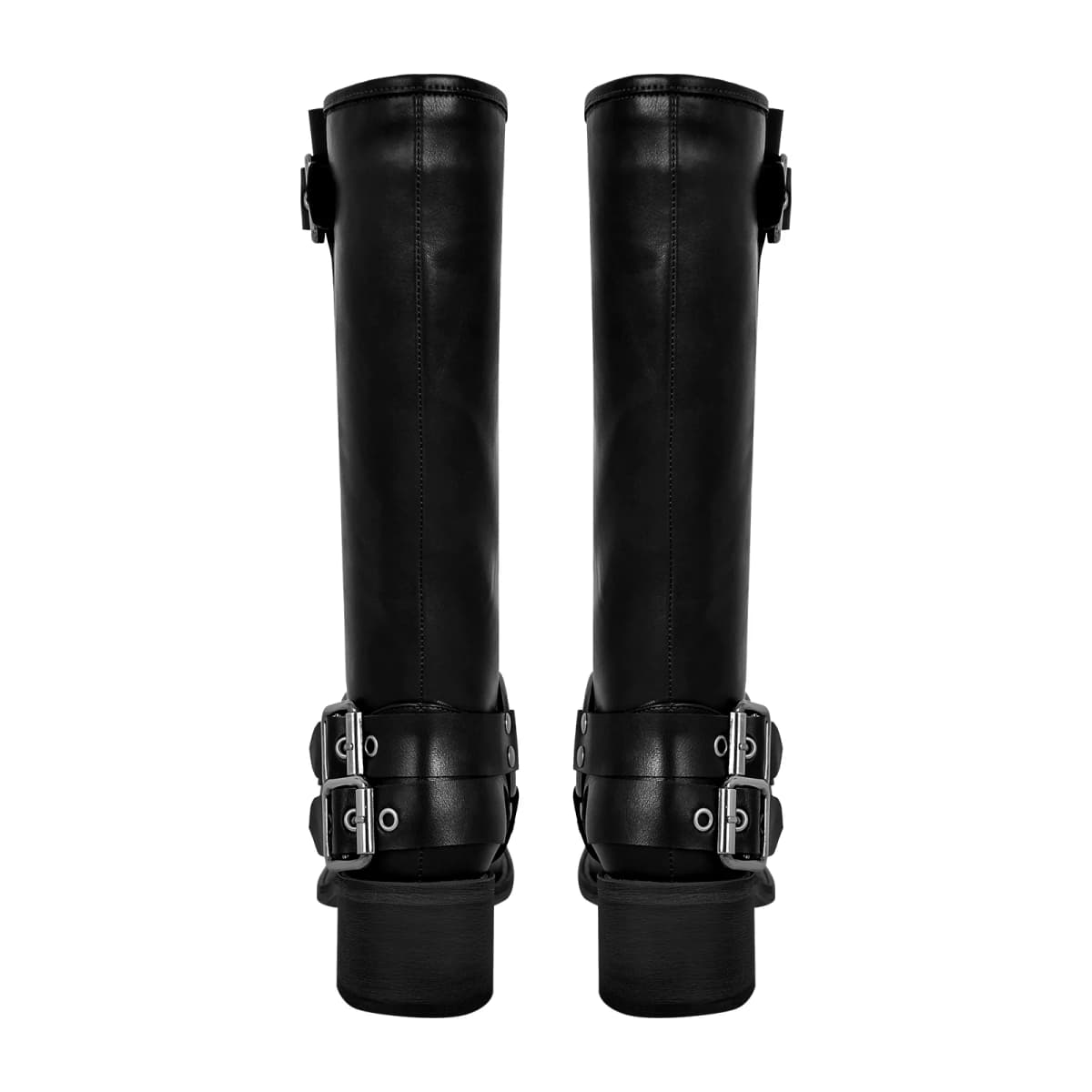 Square Toe Buckle Knee High Western Boots