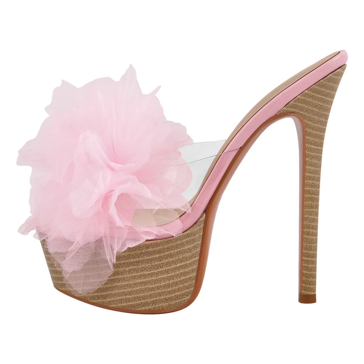 Platform Mesh Clear Stiletto Mules