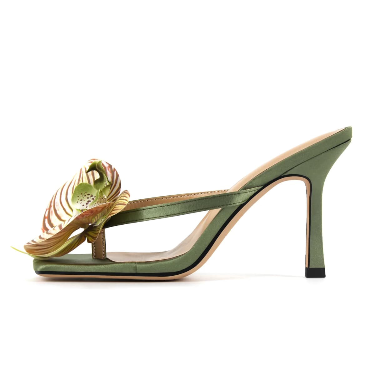 Square Toe Flower Thong Mules