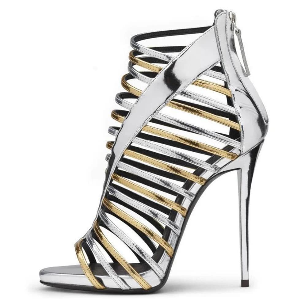 Round Toe Gladiator Stiletto Sandals