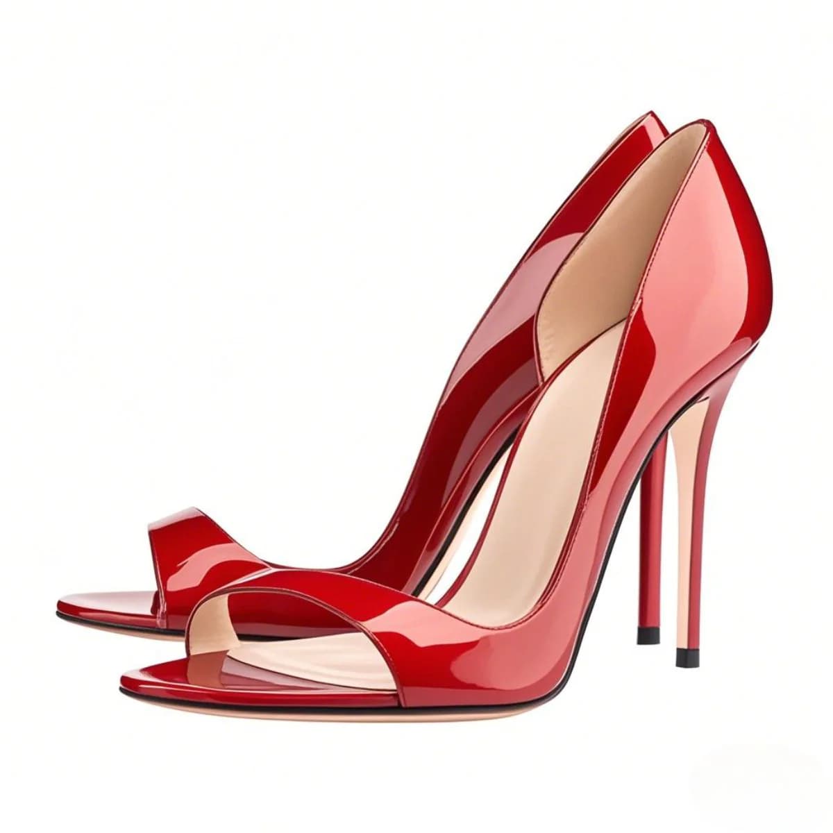 Black Open Toe Side Cut Stiletto High Heel Sandals