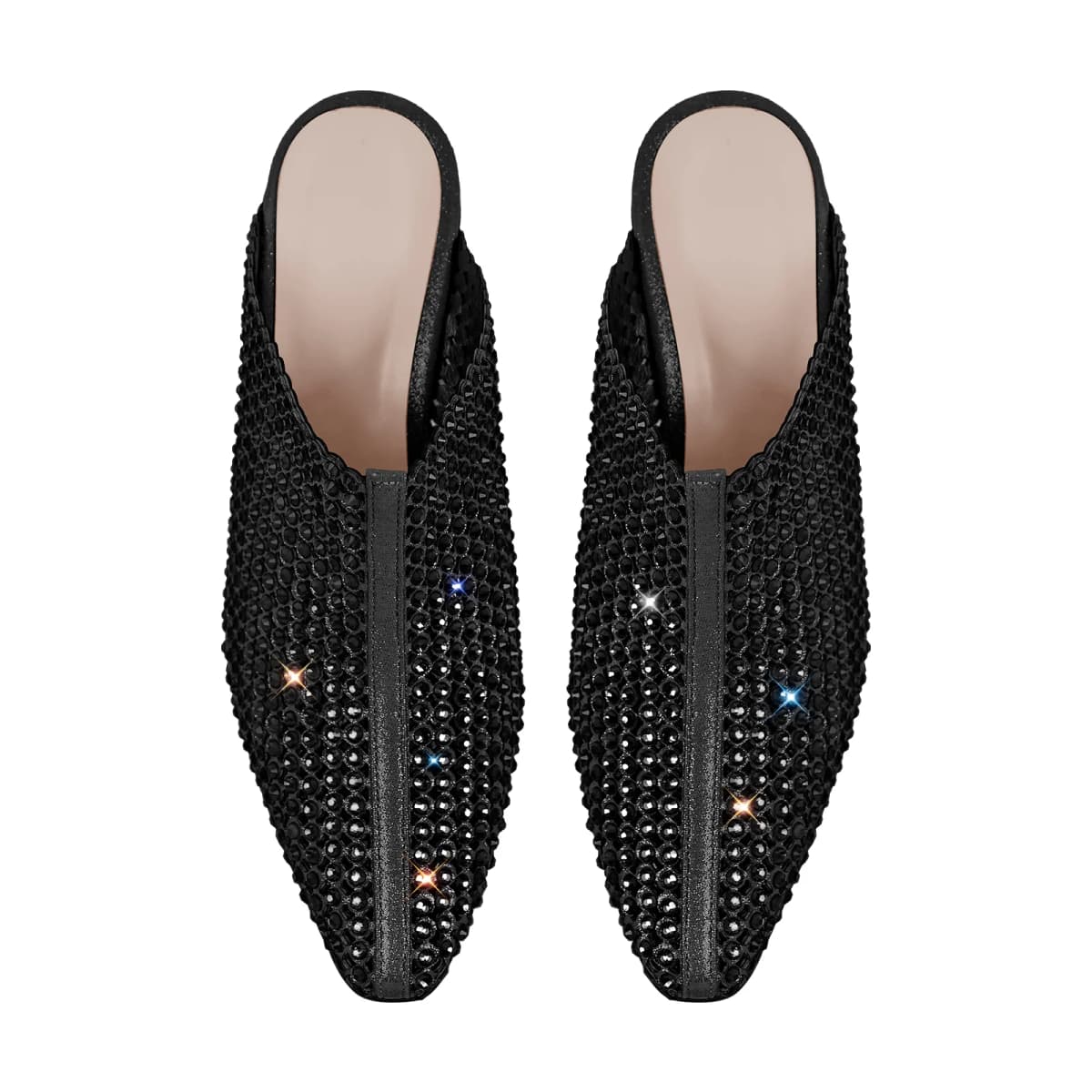 Rhinestone Wooden Chunky Heel Mules