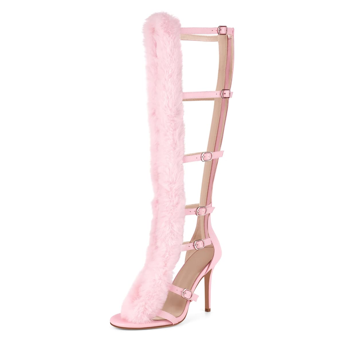 Fur Buckle Strap Hollow Boots Sandals