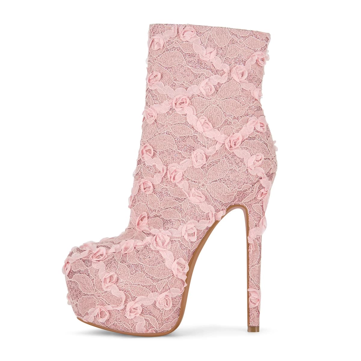 Platform Floral Lace Stiletto Ankle Boots