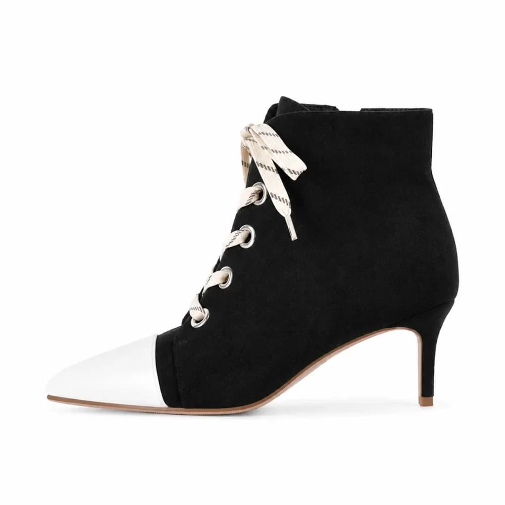 Suede Pointed Toe Lace-up Stiletto Ankle Boots