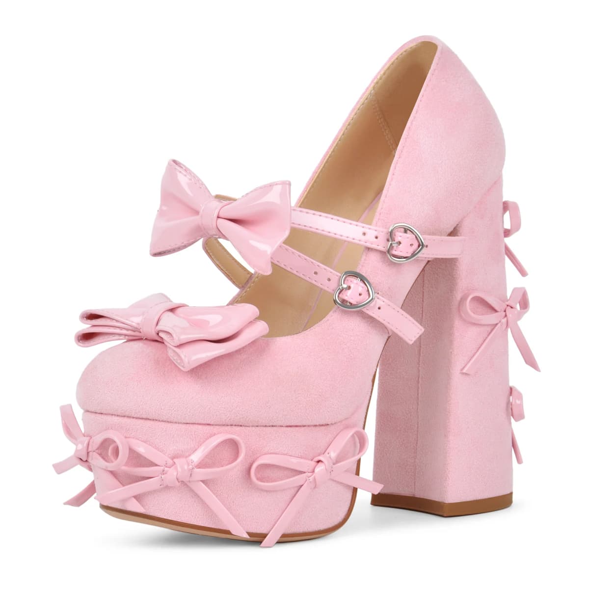 Bow Platform Suede Mary Jane High Heels